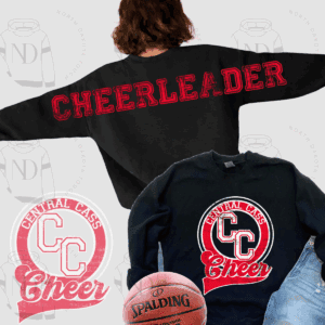 Central Cass cheer sweatshirts with basketball