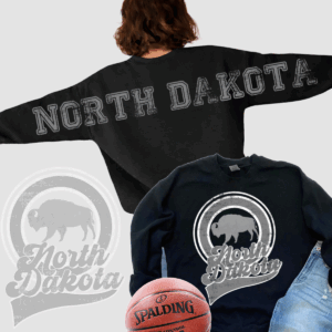 North Dakota sweatshirts with buffalo and basketball