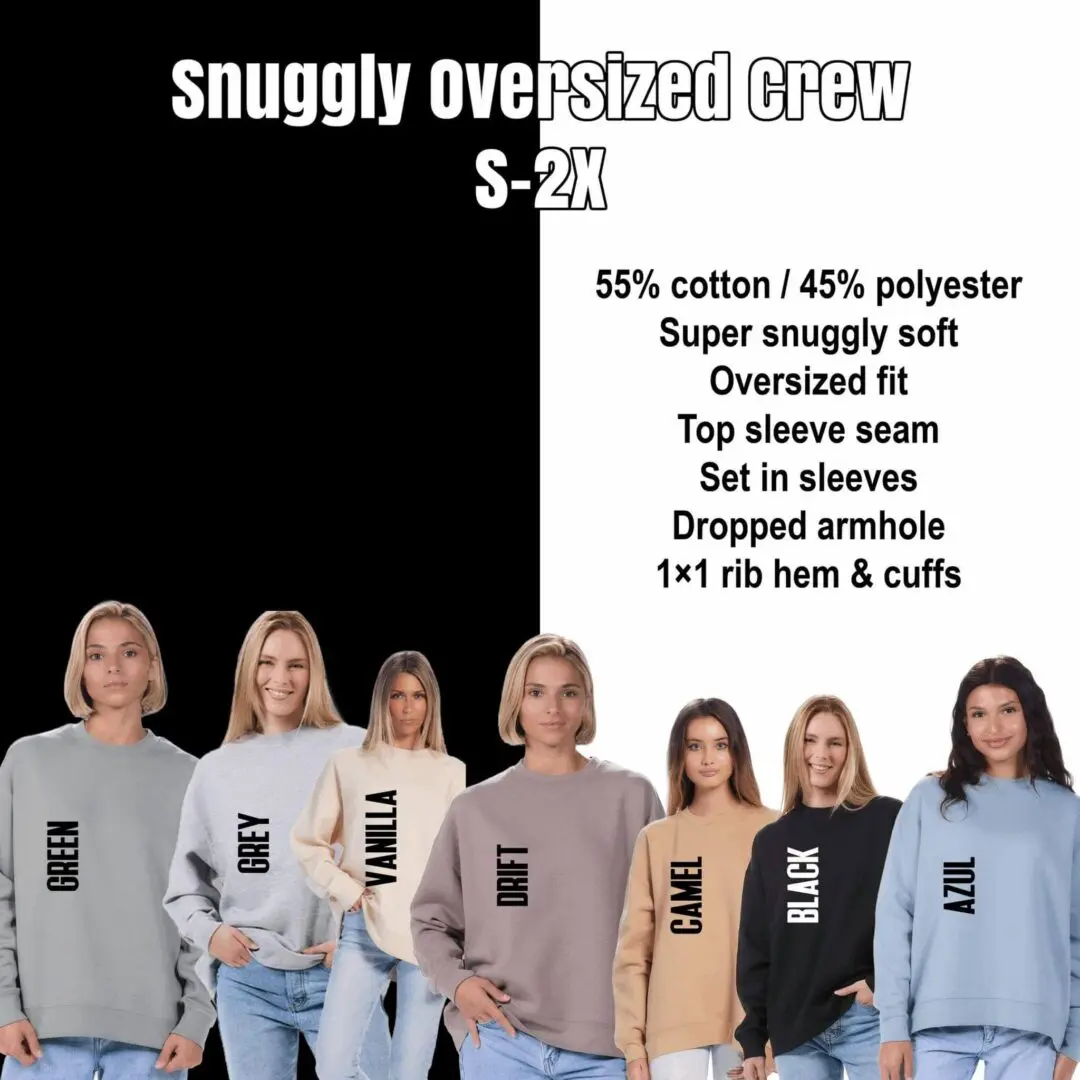 Snuggly oversized crewneck sweatshirts in multiple colors