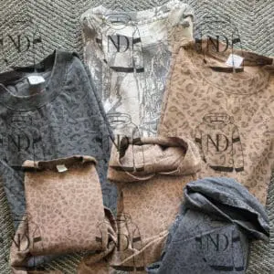 Folded leopard-print sweatshirts in neutral tones