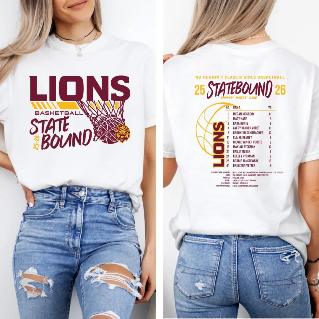 White Lions State Bound basketball team tee