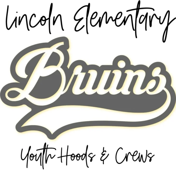 A black and white logo of the lincoln elementary bruins.