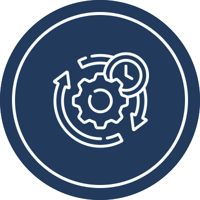 Processing-Time.png A blue circle with an image of a clock and arrows.
