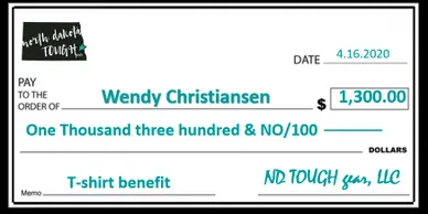 A check with the words " no touch " written on it.
