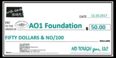 A check that is on top of a table.