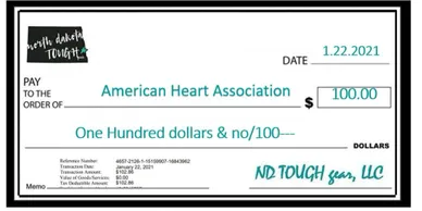 A check that is in front of a picture.