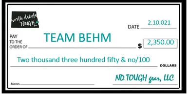 A cheque for $ 1 0 0, 0 0 0.