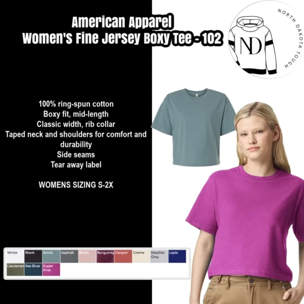 A woman wearing a purple shirt and blue jeans.