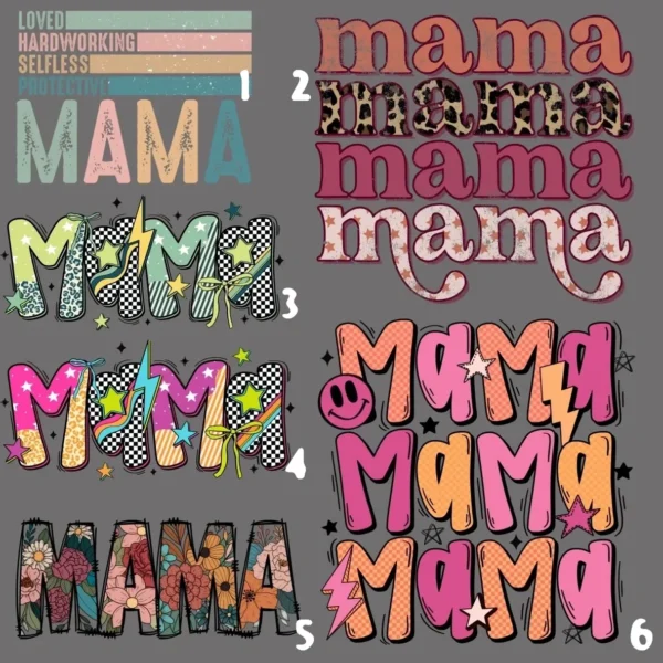 A bunch of different type of mama stickers