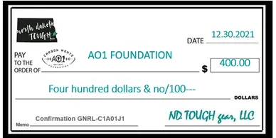 A check that is in front of a white background.