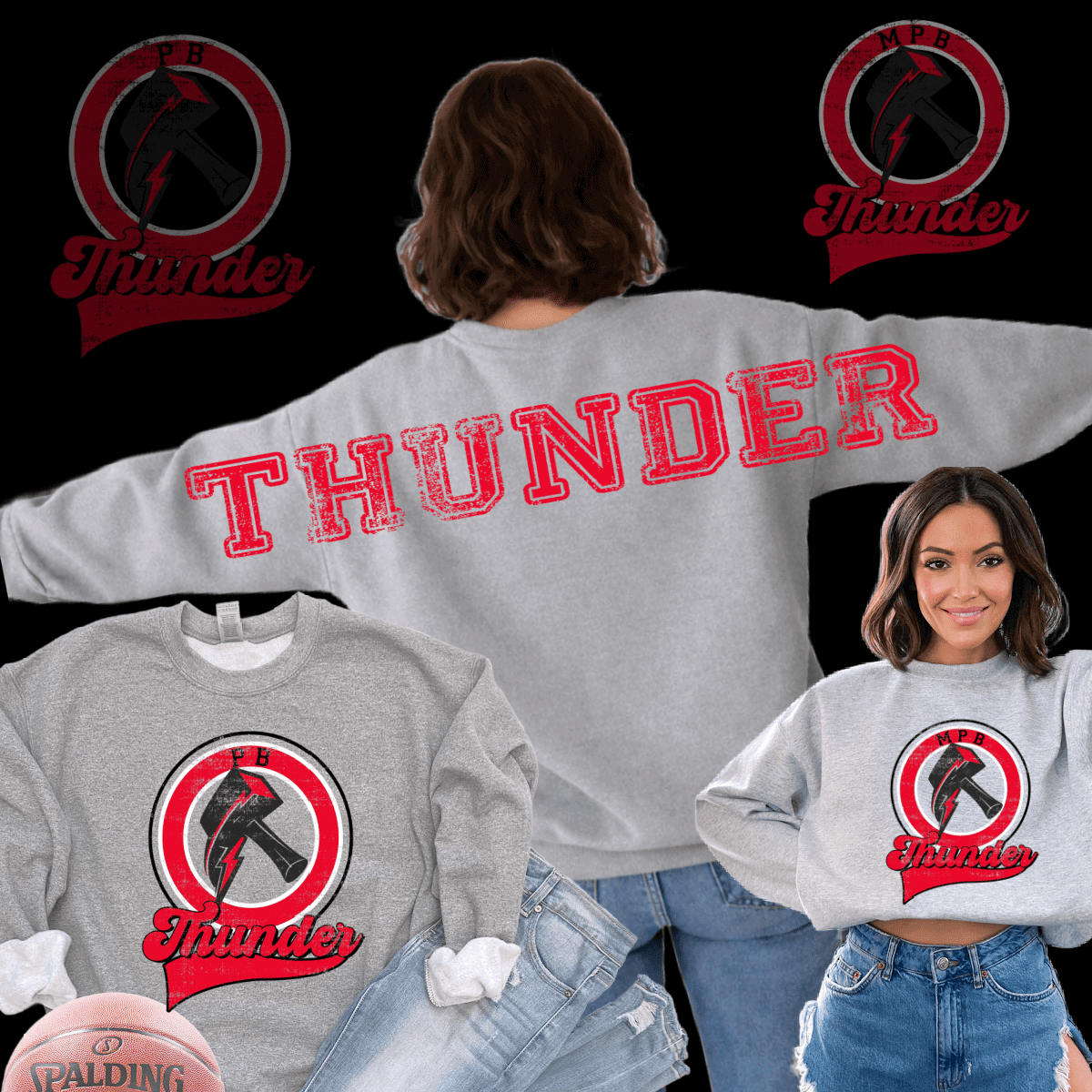 Thunder logo back lettering
